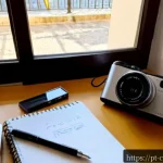 콘텐츠 크리에이터로서 첫 업무 일지 작성하기 - Photorealistic morning scene of a young Portuguese-speaking content creator beginning their first wo...